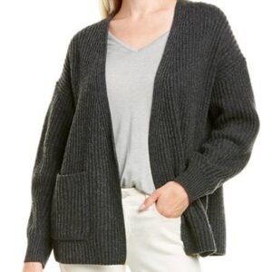 Madewell Redford Charcoal Open Front Merino Wool Blend Cardigan Sweater Size M